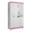 Guarda Roupa 2 Portas com Espelho Branco ou Rosa